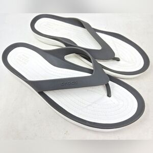 CROCS Gray and White Iconic W4 Flip Flops Womens 11